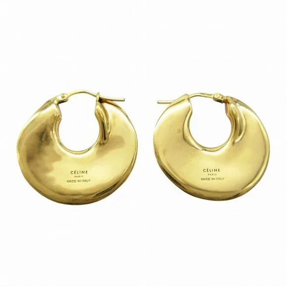 Celine Phoebe Philo Era Hoop Earrings Plated Gold - Picture 2 of 7